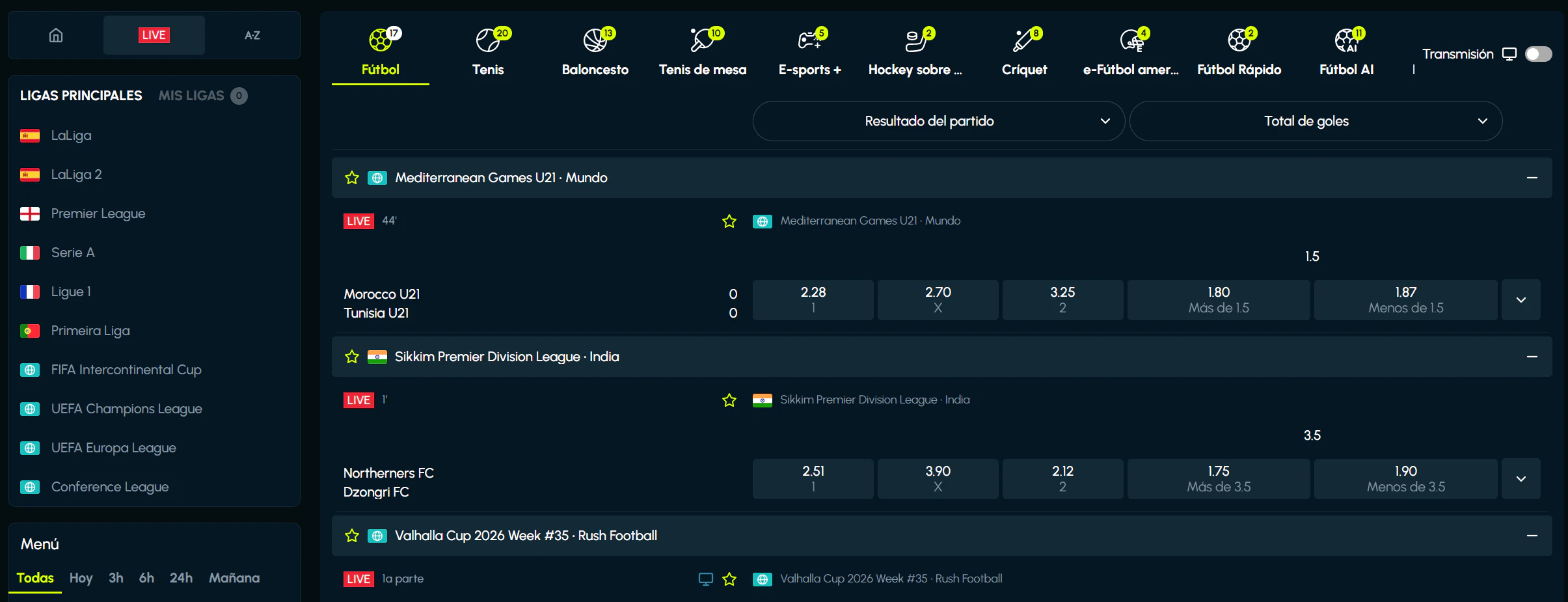 Apuestas deportivas y eSports en Slotexo
